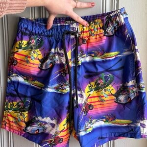 Culprit Dinosaur Mayhem Men's Board Shorts Swim Trunks Size Small REMOVABLE MESH
